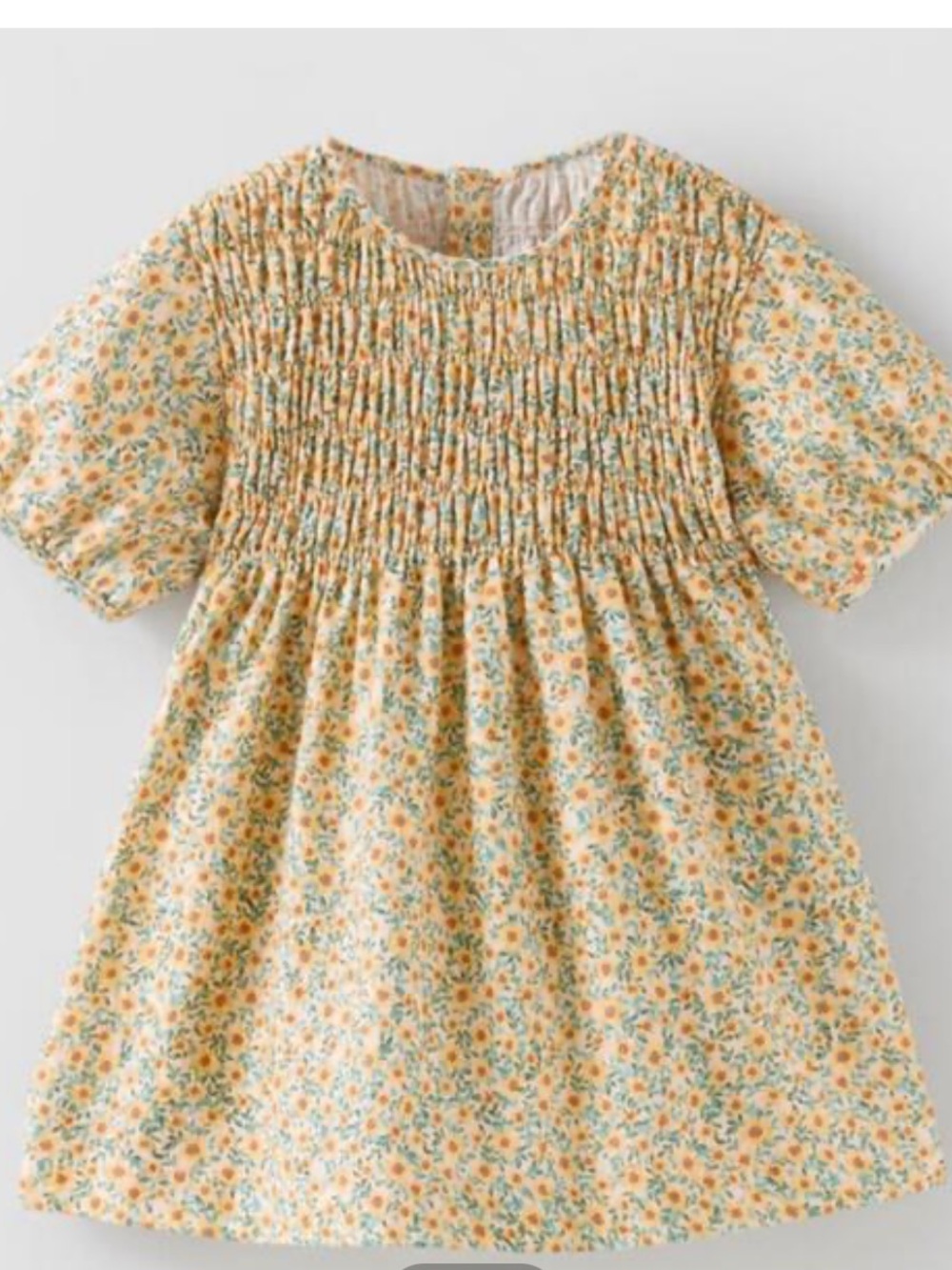 Zara Yellow Floral Smocked Dress